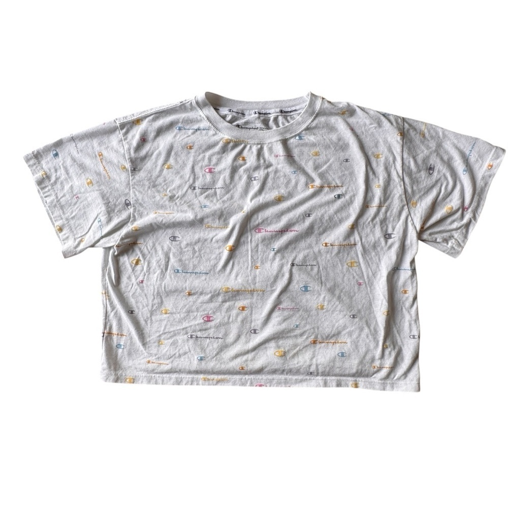 Champion Woman’s Logo-Print Cropped T-Shirt White Size Medium